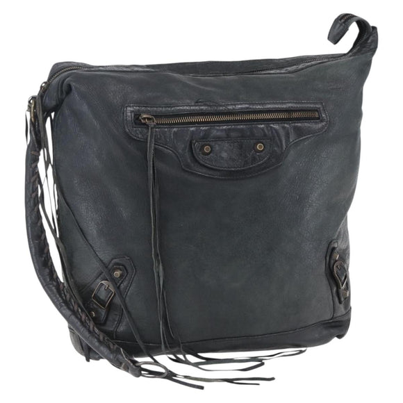 BALENCIAGA The Day Shoulder Bag Leather Black 140442 Auth 151915