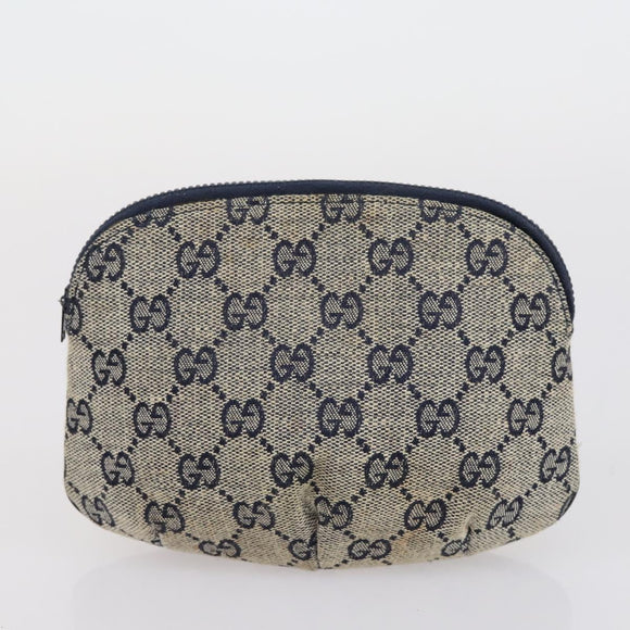 GUCCI GG Supreme Clutch Bag PVC 2 Set Beige Navy Auth 151916