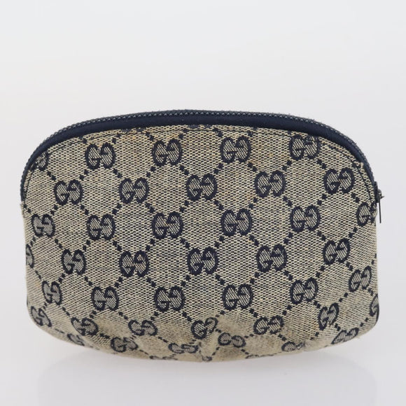 GUCCI GG Supreme Clutch Bag PVC 2 Set Beige Navy Auth 151916