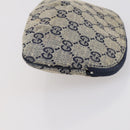 GUCCI GG Supreme Clutch Bag PVC 2 Set Beige Navy Auth 151916-12