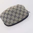 GUCCI GG Supreme Clutch Bag PVC 2 Set Beige Navy Auth 151916-13