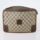 GUCCI GG Supreme Clutch Bag PVC 2 Set Beige Navy Auth 151916-2