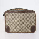 GUCCI GG Supreme Clutch Bag PVC 2 Set Beige Navy Auth 151916-3