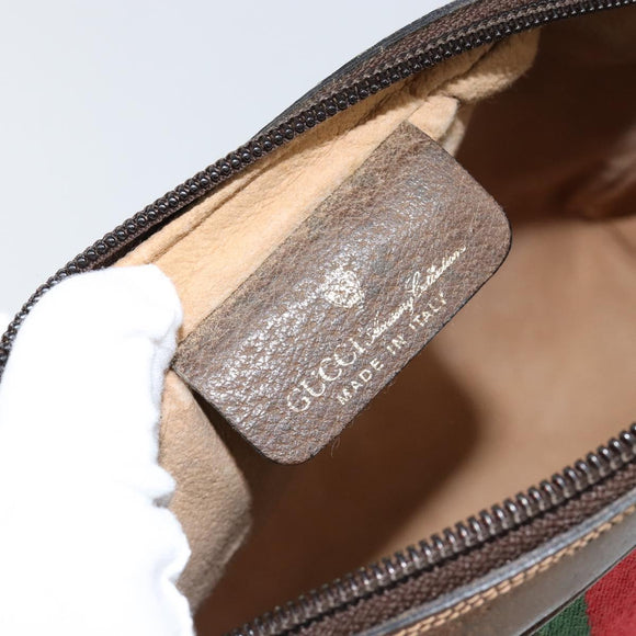 GUCCI GG Supreme Web Sherry Line Clutch Bag PVC Beige Red 27 004 998 Auth 151917