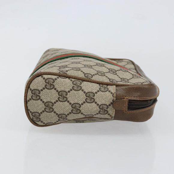 GUCCI GG Supreme Web Sherry Line Clutch Bag PVC Beige Red 27 004 998 Auth 151917