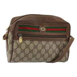 GUCCI GG Supreme Web Sherry Line Bag PVC Beige Red 56 02 087 Auth 151921