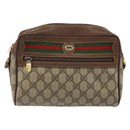 GUCCI GG Supreme Web Sherry Line Bag PVC Beige Red 56 02 087 Auth 151921-13