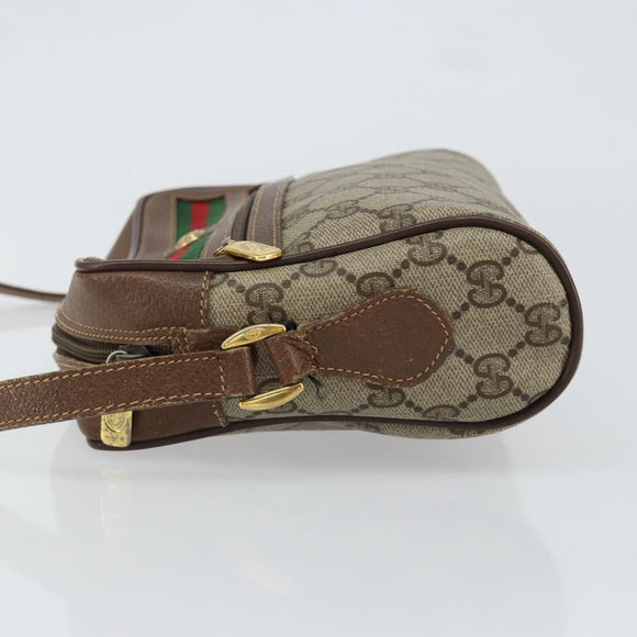 GUCCI GG Supreme Web Sherry Line Bag PVC Beige Red 56 02 087 Auth 151921