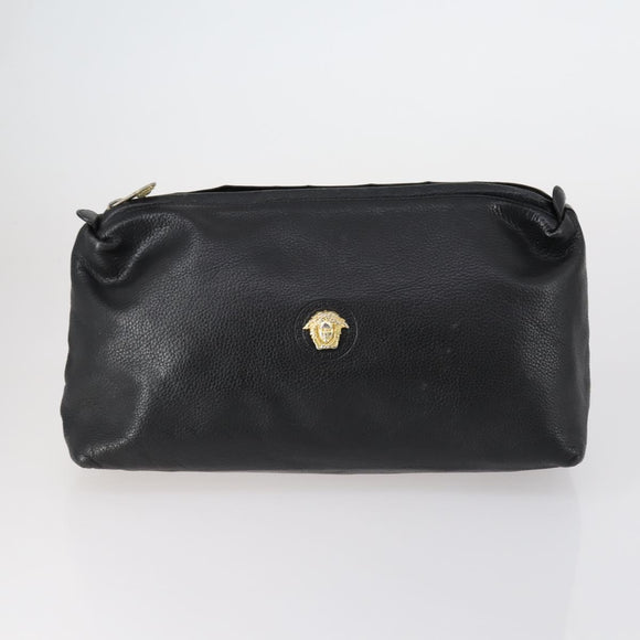 Gianni Versace Saint Laurent Bag PVC Leather 2 Set Black Beige Auth 151922