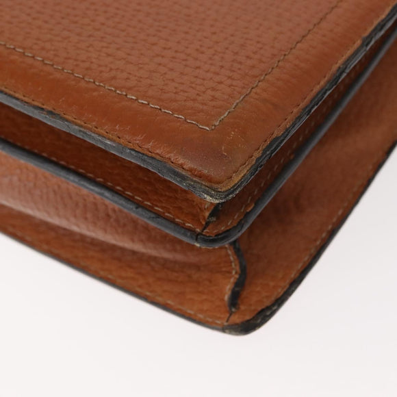 LOEWE Anagram Business Bag Leather Brown Gold Auth 151923