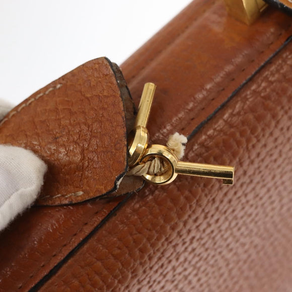 LOEWE Anagram Business Bag Leather Brown Gold Auth 151923