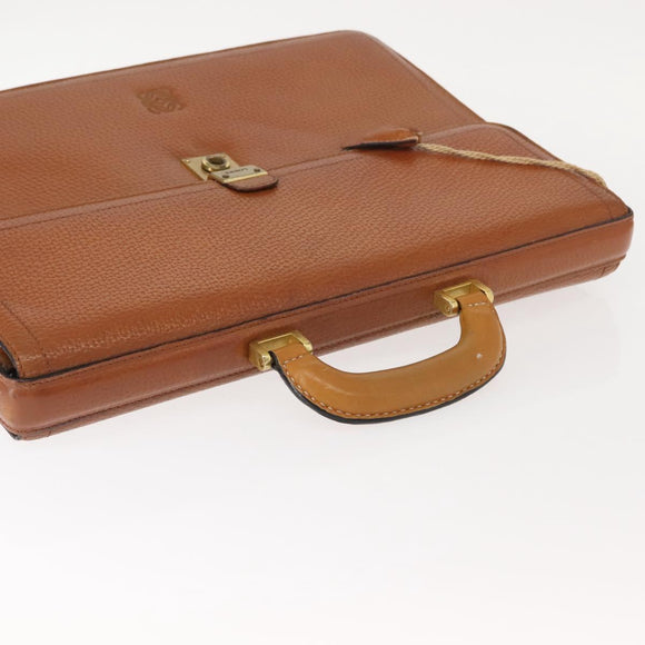 LOEWE Anagram Business Bag Leather Brown Gold Auth 151923
