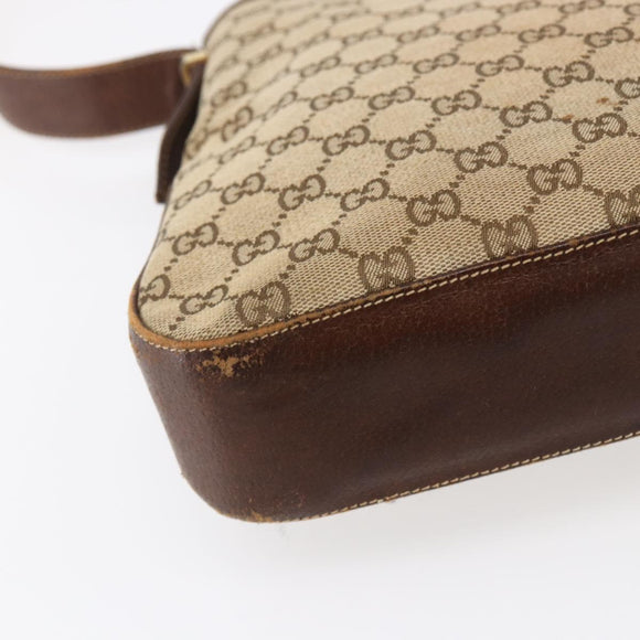 GUCCI GG Supreme Web Sherry Line Shoulder Bag PVC Beige Gold Auth 151924