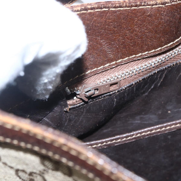 GUCCI GG Supreme Web Sherry Line Shoulder Bag PVC Beige Gold Auth 151924