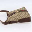 GUCCI GG Supreme Web Sherry Line Shoulder Bag PVC Beige Gold Auth 151924-3