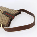 GUCCI GG Supreme Web Sherry Line Shoulder Bag PVC Beige Gold Auth 151924-7