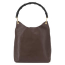 GUCCI Bamboo Shoulder Bag Leather Brown Gold 001 2058 1881 Auth 151925-13