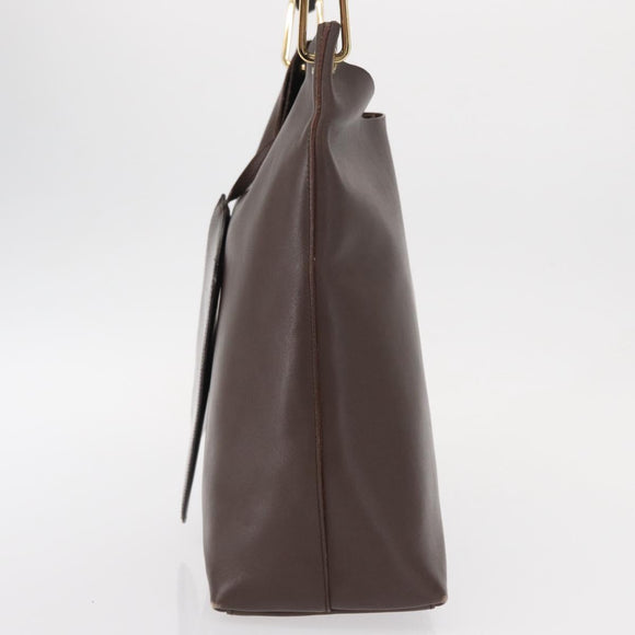 GUCCI Bamboo Shoulder Bag Leather Brown Gold 001 2058 1881 Auth 151925