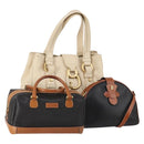 BALLY Shoulder Bag PVC Leather 3 Set Black White Auth 151928-1