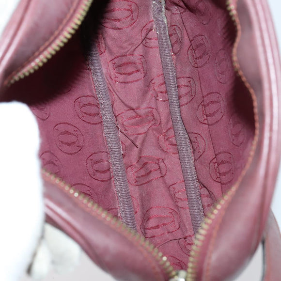 CARTIER Shoulder Bag Leather 3 Set Bordeaux Auth 151931