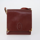 CARTIER Shoulder Bag Leather 3 Set Bordeaux Auth 151931-2