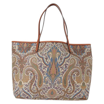 ETRO Tote Bag PVC Leather Brown Gold Auth 151932 - 0