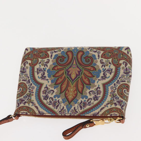 ETRO Tote Bag PVC Leather Brown Gold Auth 151932