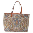ETRO Tote Bag PVC Leather Brown Gold Auth 151932-3