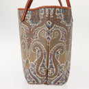 ETRO Tote Bag PVC Leather Brown Gold Auth 151932-4