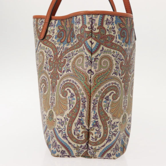 ETRO Tote Bag PVC Leather Brown Gold Auth 151932