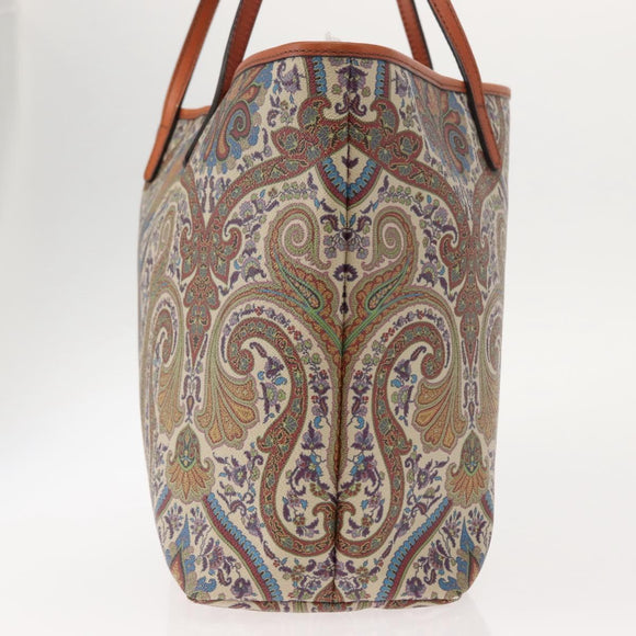 ETRO Tote Bag PVC Leather Brown Gold Auth 151932