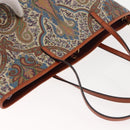 ETRO Tote Bag PVC Leather Brown Gold Auth 151932-6