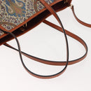 ETRO Tote Bag PVC Leather Brown Gold Auth 151932-7
