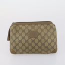 GUCCI GG Supreme Clutch Bag PVC 4 Set Black Beige Auth 151934-17