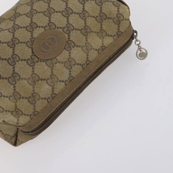 GUCCI GG Supreme Clutch Bag PVC 4 Set Black Beige Auth 151934