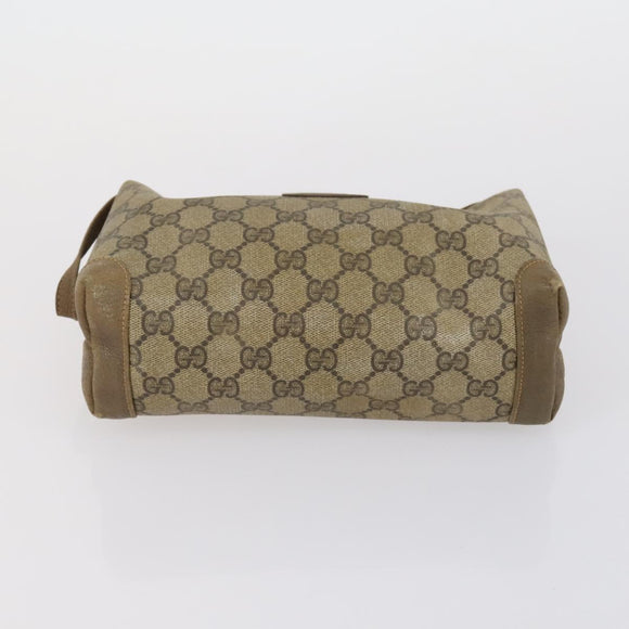 GUCCI GG Supreme Clutch Bag PVC 4 Set Black Beige Auth 151934