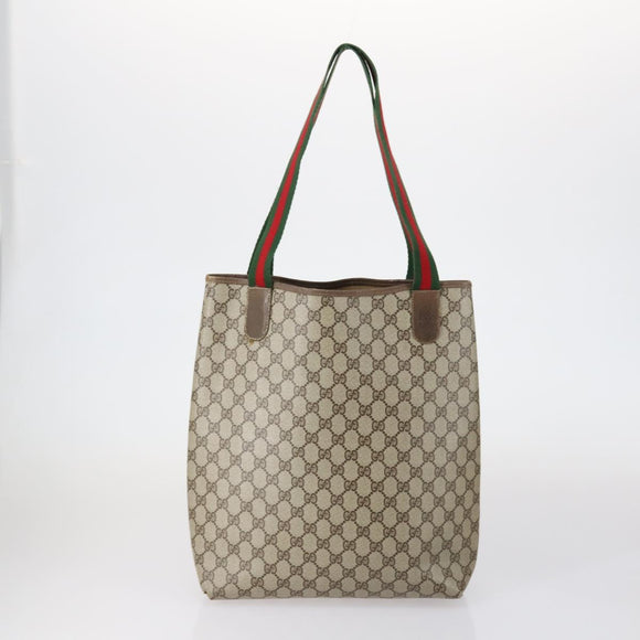 GUCCI GG Canvas Web Sherry Line Shoulder Bag PVC 4 Set Beige Red Auth 151936