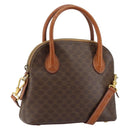 CELINE Macadam Canvas Hand Bag PVC 2way Brown Gold Auth 151939-1