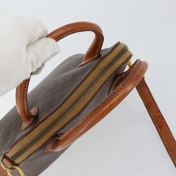 CELINE Macadam Canvas Hand Bag PVC 2way Brown Gold Auth 151939