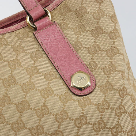 GUCCI GG Canvas Tote Bag Beige Gold 153009 Auth 151943