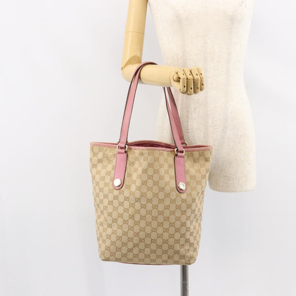 GUCCI GG Canvas Tote Bag Beige Gold 153009 Auth 151943