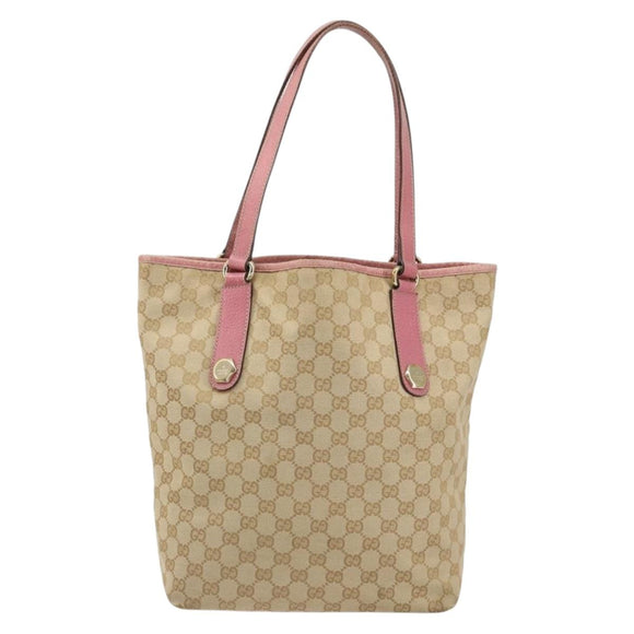 GUCCI GG Canvas Tote Bag Beige Gold 153009 Auth 151943