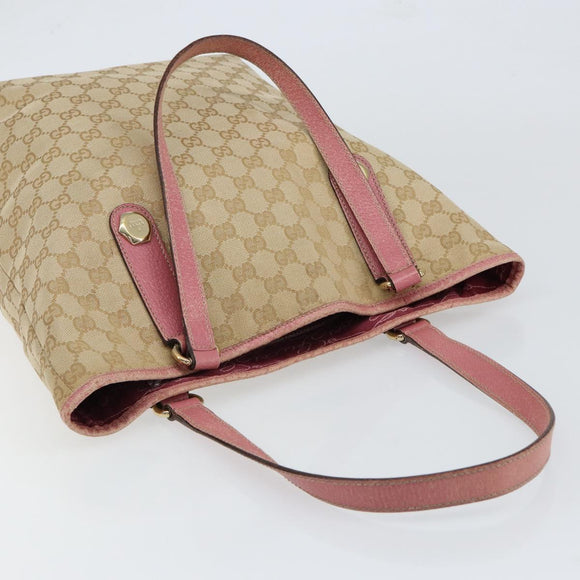 GUCCI GG Canvas Tote Bag Beige Gold 153009 Auth 151943