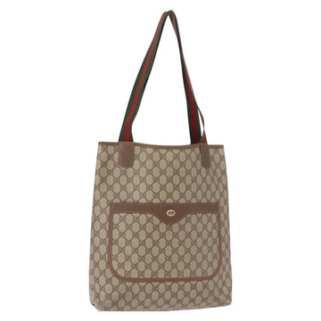 GUCCI GG Supreme Web Sherry Line Tote Bag PVC Beige 40 02 003 Auth 151945