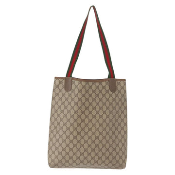 GUCCI GG Supreme Web Sherry Line Tote Bag PVC Beige 40 02 003 Auth 151945 - 0