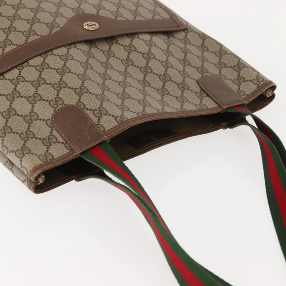 GUCCI GG Supreme Web Sherry Line Tote Bag PVC Beige 40 02 003 Auth 151945