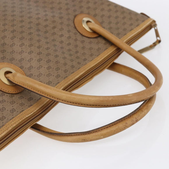 GUCCI Micro GG Supreme Tote Bag PVC Beige Gold 02 39 4868 Auth 151946