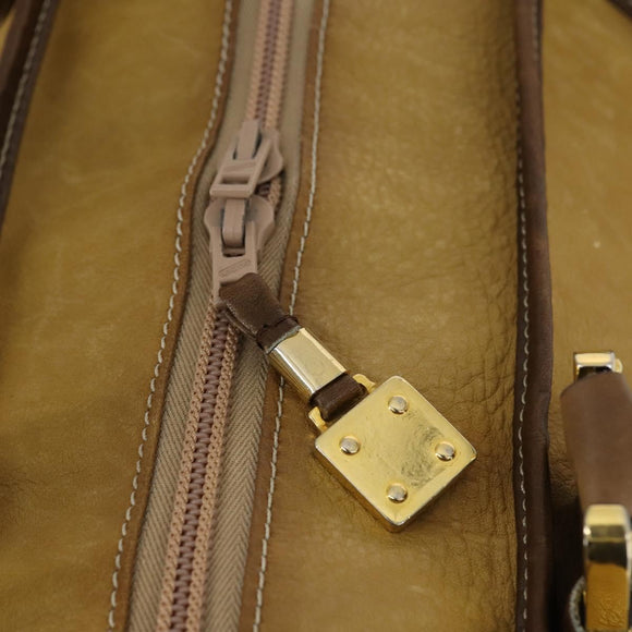 LOEWE Anagram Amazonas Hand Bag Suede Leather Beige Gold Auth 151947