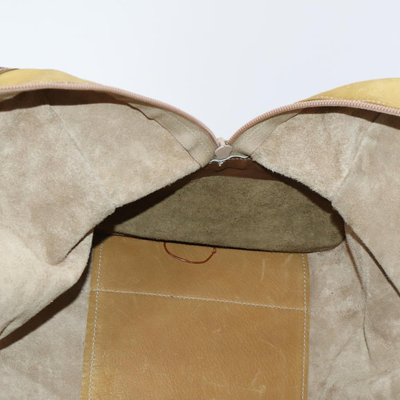 LOEWE Anagram Amazonas Hand Bag Suede Leather Beige Gold Auth 151947