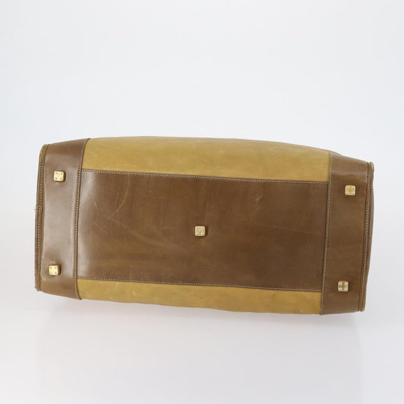 LOEWE Anagram Amazonas Hand Bag Suede Leather Beige Gold Auth 151947